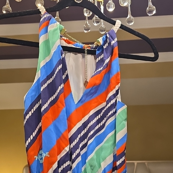 Lilly Pulitzer Silk Striped Mini Dress - Blue, Orange, Green, White - Picture 6 of 16